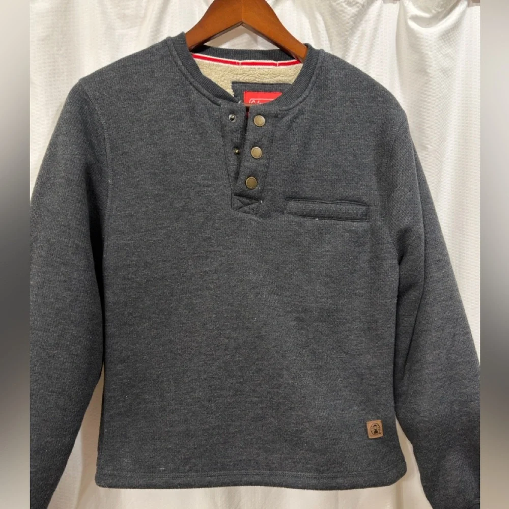 Coleman Boy's long-sleeve sherpa-lined waffle henley shirt Sz Adult Small EUC‎
